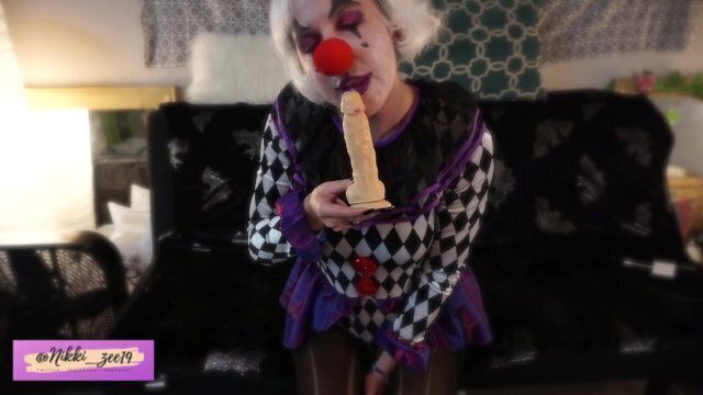 clown slut sucks fucks dildo PREVIEW