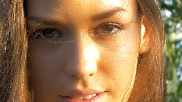 Sexy Tight Pussy Brunette cums masturbating outdoors