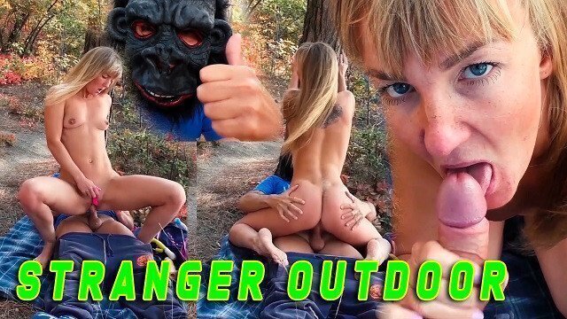 Outdoor Sex. Unexpected fuck with stranger forest. Russian