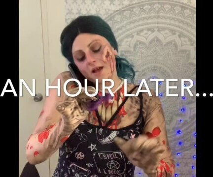 Zombie unboxes work giveaway package shows goth clothing