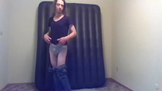 Transgirl Stripping Only Panties, Walking Cute