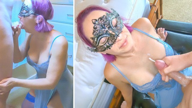 MILF SURPRISES HUBBY WITH LINGERIE STOCKINGS CLOSET FUCK