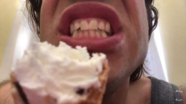 Eating Cream Up-close