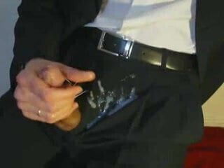 wank and cum in suit