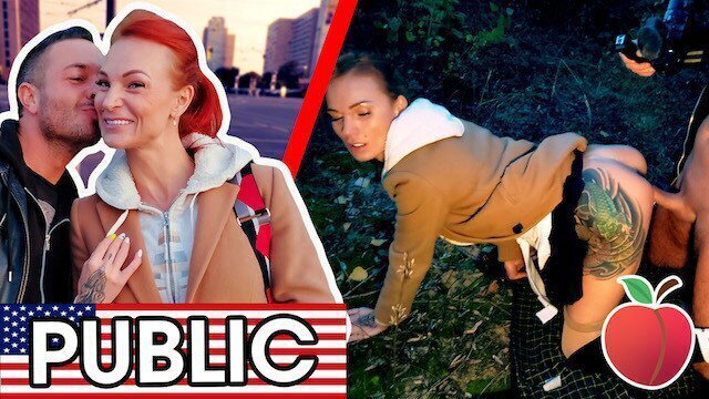 Awesome PUBLIC FUCK with Kessie behind Berlin billboard! Dates66