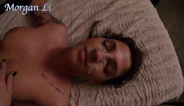 Morgan Li - SLOW MOTION CLIP OF CUM FACIAL ON SLUT WIFE'S FACE