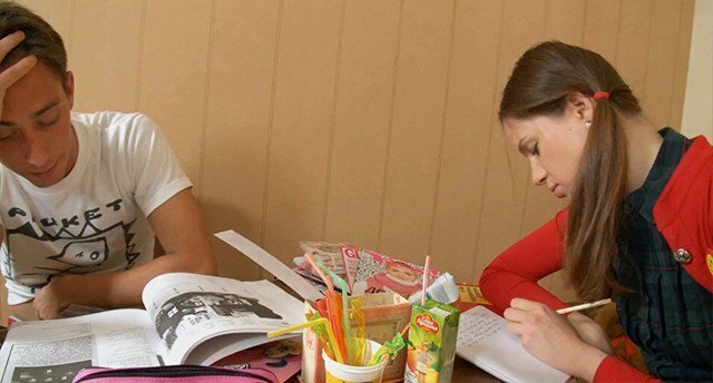 When Studying gets bored Teen Tight Girl Rides Boyfriend´s