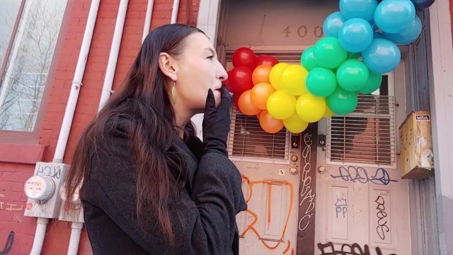 INHALE smoking with balloons Gypsy Dolores smoking fetish series