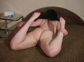 Chubby woman in red stocking