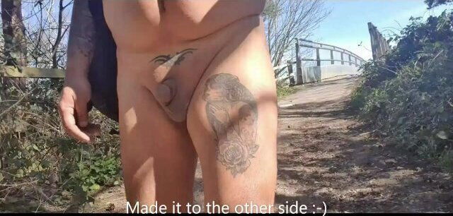 Naked forest walk motorway footbridge