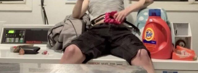 horny twink babypunk tboy masturbates with girlfriend’s pink panties