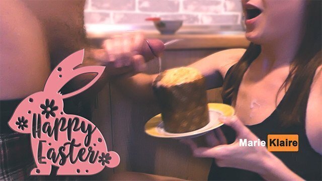 Cumshot festive cupcake, handjob kitchen. Happy easter!