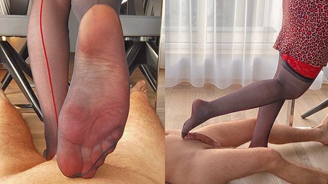 Ginger FootJob SoleJob Toejob till Stockings Foot Slave Domination