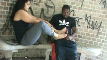 Royalty Gives Footjob Abandoned Building