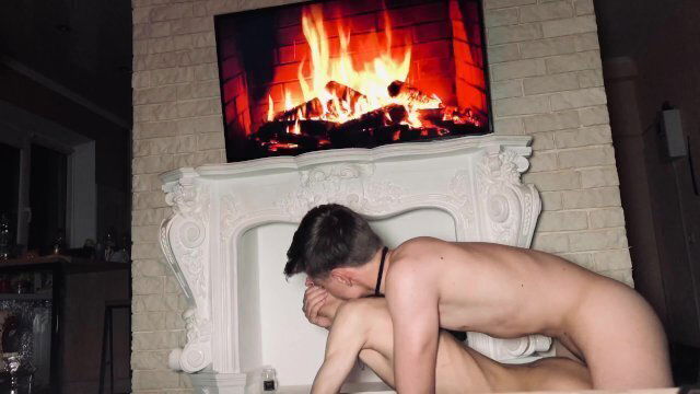 Very near fireplace, doggy style, shot. (Casey Donovan)