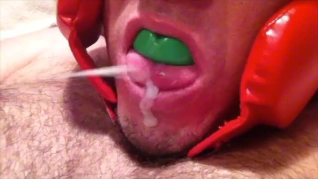 Cumpilation self facial mouthguards fetish sports gear