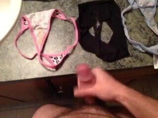 Cumming on dirty panties and thongs of sister in law