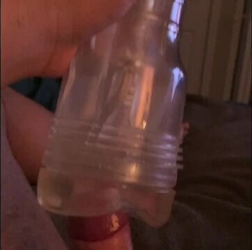 Bear Latino playing with uncut Fleshlight Cumshot