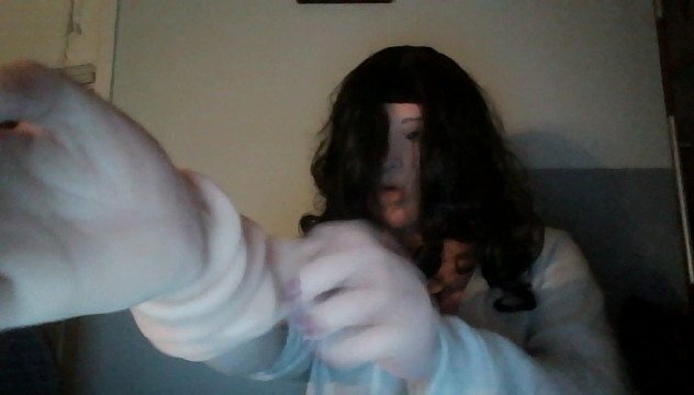 May's Night Pt3! wearing female mask seals deal with female silicone gloves!