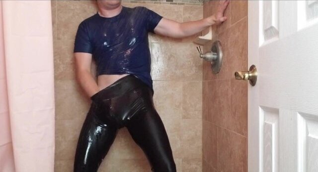 Spandex getting soapy shower tights after yoga class