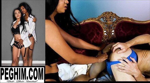 Girlfriends Sparkle and Mistress X doube penetration strapon pegging