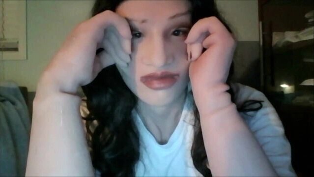 Naughty Pt1! Wearing female mask chest female hand gloves!