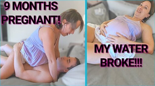 Month Pregnant MILF Fucked Water Breaks Goes Into Labor Labor Day!