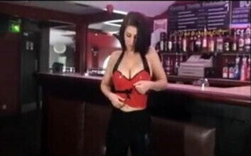 British slut in black latex leggings