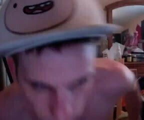 Cute plays with dildo mouth