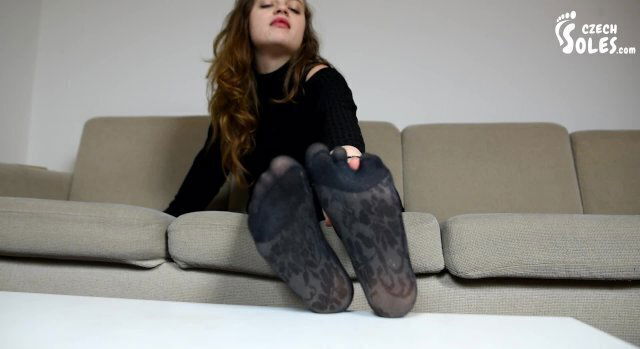 favorite worn pantyhose teasing you, (pov foot worship, smelly nylon, foot fetish)