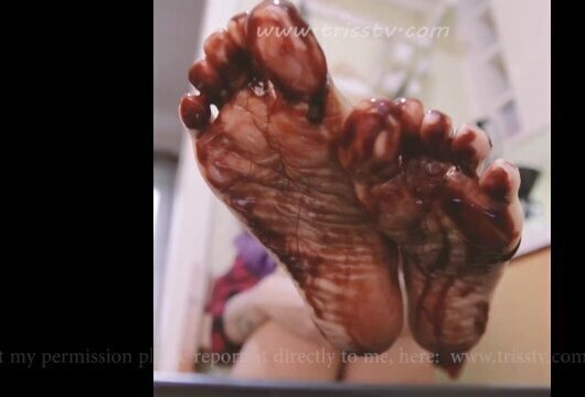 FEET LICKING FETISH Chocolate Syrup kitchen.