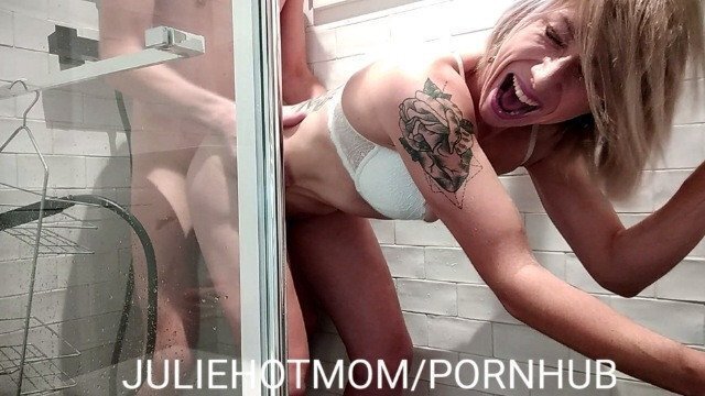 Hard shower with slut stepmom. screams when fuck JULIEHOTMOM