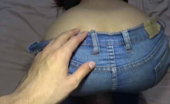 teen with PERFECT ASS and small waist gives me birthday present in the best DOGGY style