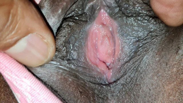 Admiring Black Pussy Naturel Stained Panties Closeup