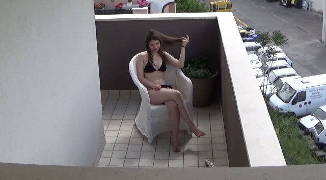 Spying neighbour masturbating balcony
