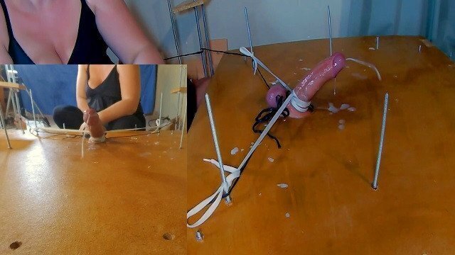 Amateur Femdom CFNM Handjob. made Twice Milking Table. Ruined Orgasm. Post Orgasm