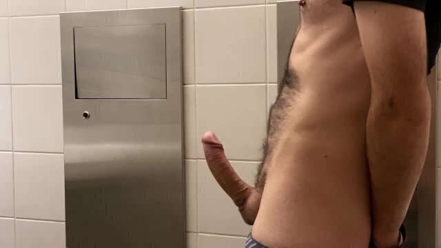 Jerking public restroom