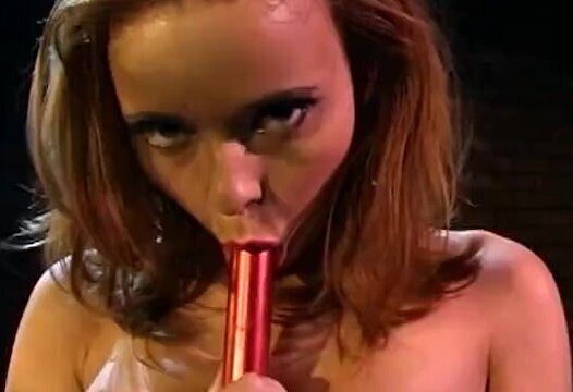 Young College Redhead With Shaved Pussy Playing With A Dildo