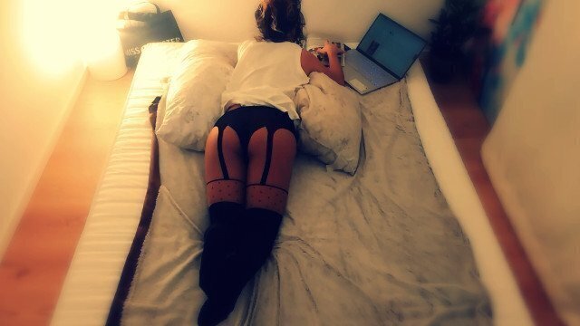 Wife resting pantyhose without panties bedroom. feet pantyhose.