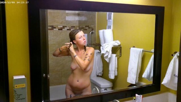 Shower Mirror show- Lavender touching myself