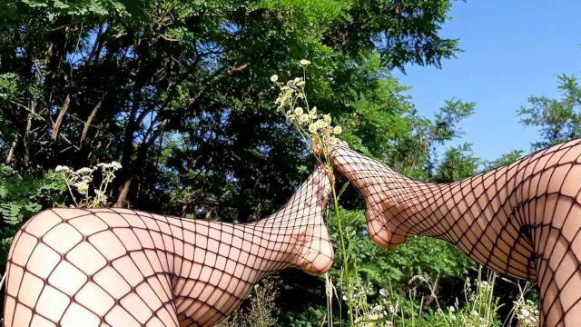 Fishnet foot fetish, Worship foot, Foot Fetish, Fishnet foot sexy play outdoor
