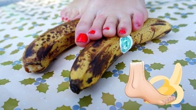 Smashing Banana with FEET Food Porn FETISH ASMR