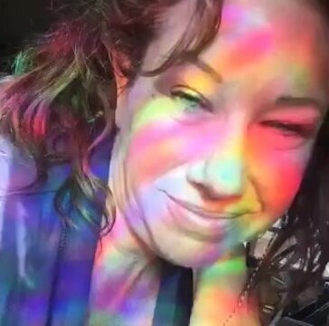 Slow breathing, heartbeat, good morning playing with nipples natural breasts. Sunlight, rainbows