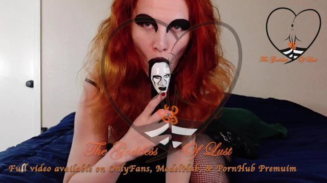 Redhead Goth fucks with Marilyn Manson Dildo TheGoddessOfLust
