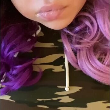 Eating homemade burger mouth