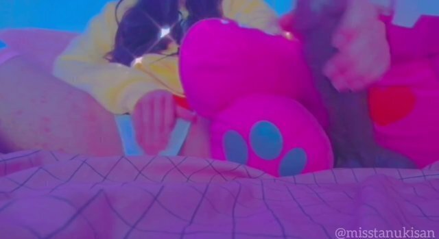 Amateur asian teen 18 masturb with her plushie and gives him a handjob uncensored BBC big dildo