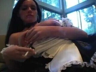 Naughty Maid smoking masterbation tease
