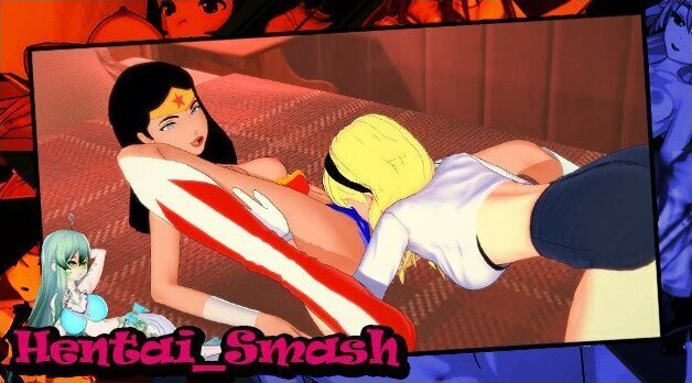 Wonder Woman gets pussy eaten before tribbing with Supergirl Hentai.