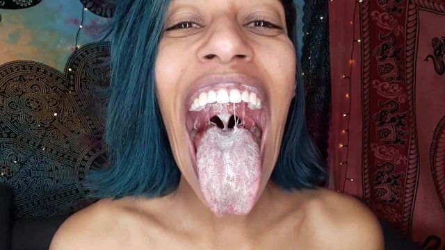 Eating yogurt showing dirty mouth