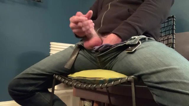 Rubbing dick pants cumming